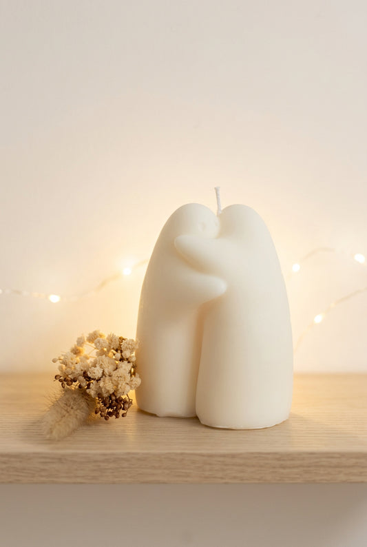 Handgegoten Sojawas Knuffelkaars – Sereen Troostlichtje (10 cm)
