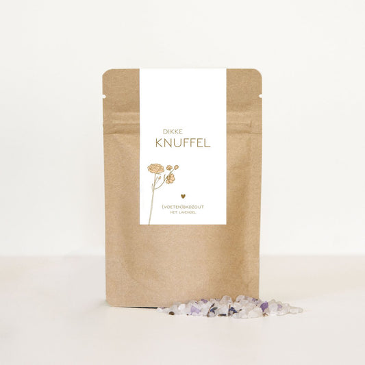 Luxe zakje badzout Dikke knuffel – Ontspannend (voeten)badzout met lavendel