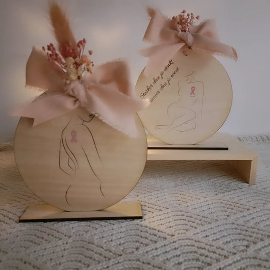 Houten staander - breast cancer awareness 🩷