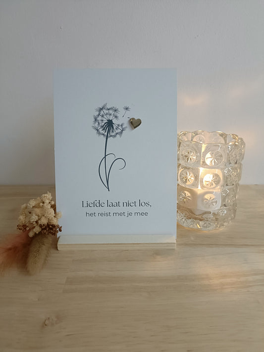 Condoleancekaart 'Liefde reist mee' – inclusief gouden hartenpin