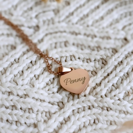 Hart ketting gepersonaliseerd met pootafdruk en naam